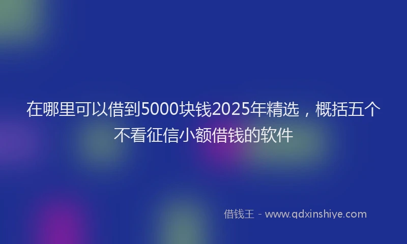 在哪里可以借到5000块钱2025年精选，概括五个不看征信小额借钱的软件