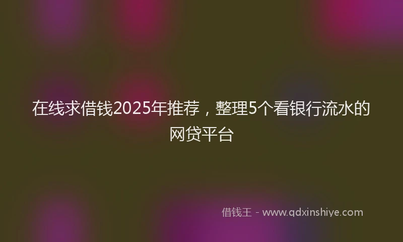 在线求借钱2025年推荐，整理5个看银行流水的网贷平台