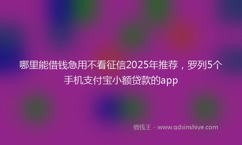 哪里能借钱急用不看征信2025年推荐，罗列5个手机支付宝小额贷款的app