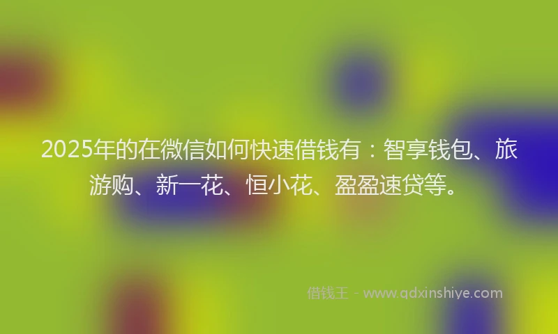 2025年的在微信如何快速借钱有：智享钱包、旅游购、新一花、恒小花、盈盈速贷等。