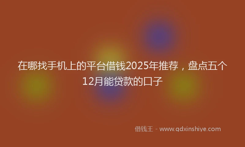 在哪找手机上的平台借钱2025年推荐，盘点五个12月能贷款的口子