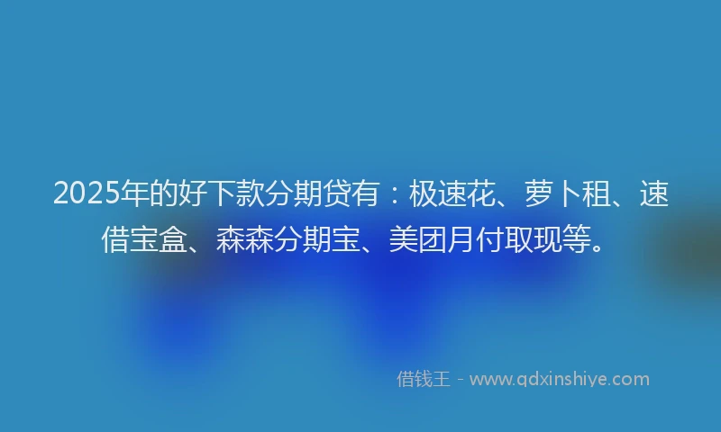 2025年的好下款分期贷有：极速花、萝卜租、速借宝盒、森森分期宝、美团月付取现等。