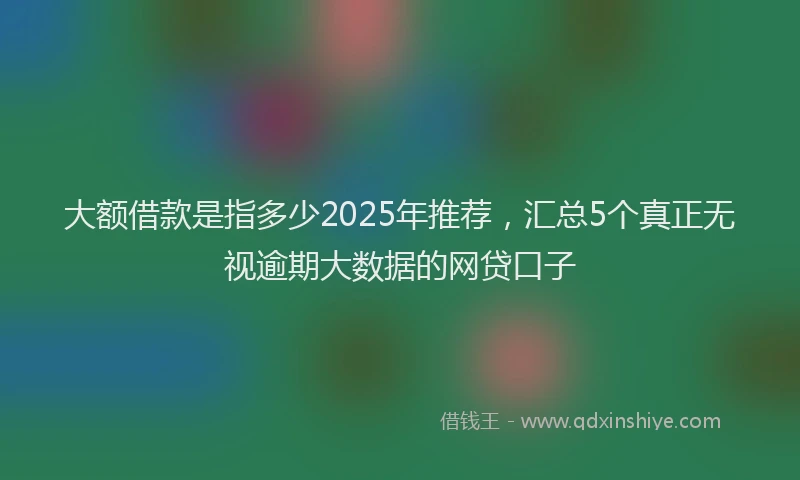 大额借款是指多少2025年推荐，汇总5个真正无视逾期大数据的网贷口子