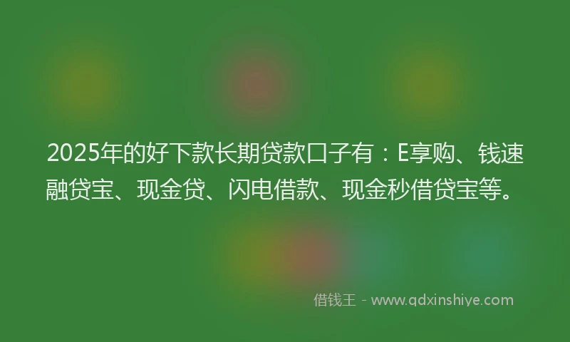 2025年的好下款长期贷款口子有：E享购、钱速融贷宝、现金贷、闪电借款、现金秒借贷宝等。