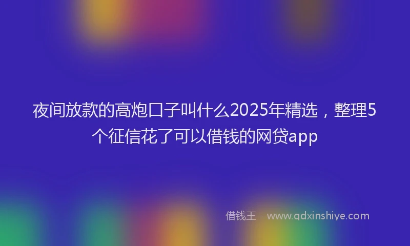 夜间放款的高炮口子叫什么2025年精选，整理5个征信花了可以借钱的网贷app