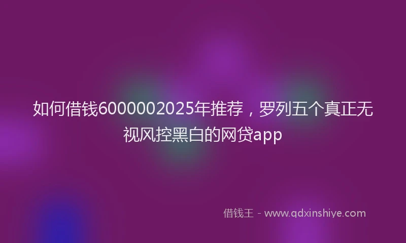 如何借钱6000002025年推荐，罗列五个真正无视风控黑白的网贷app
