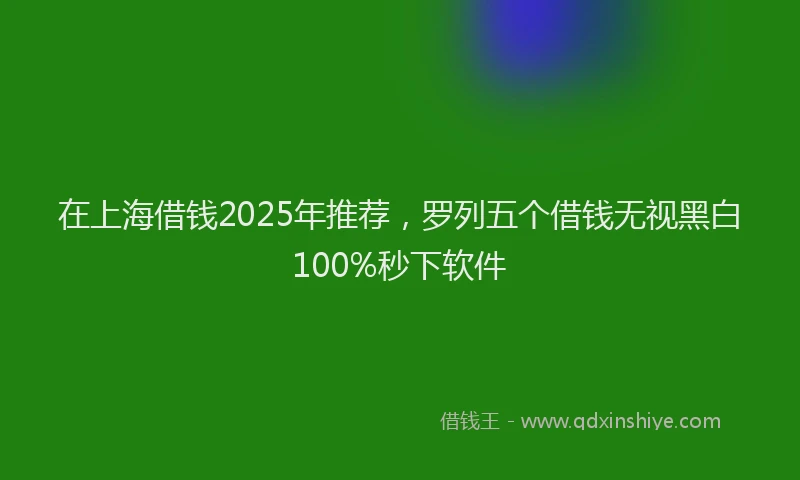 在上海借钱2025年推荐，罗列五个借钱无视黑白100%秒下软件