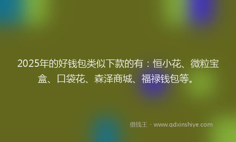 2025年的好钱包类似下款的有：恒小花、微粒宝盒、口袋花、森泽商城、福禄钱包等。