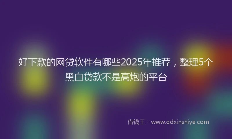 好下款的网贷软件有哪些2025年推荐，整理5个黑白贷款不是高炮的平台