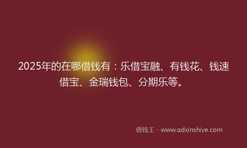 2025年的在哪借钱有：乐借宝融、有钱花、钱速借宝、金瑞钱包、分期乐等。