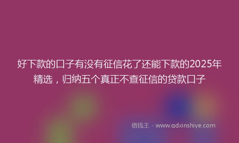 好下款的口子有没有征信花了还能下款的2025年精选，归纳五个真正不查征信的贷款口子