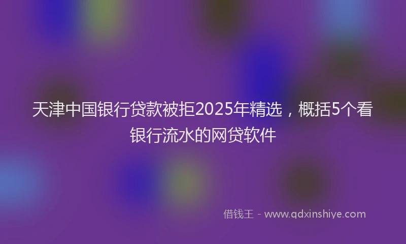 天津中国银行贷款被拒2025年精选，概括5个看银行流水的网贷软件