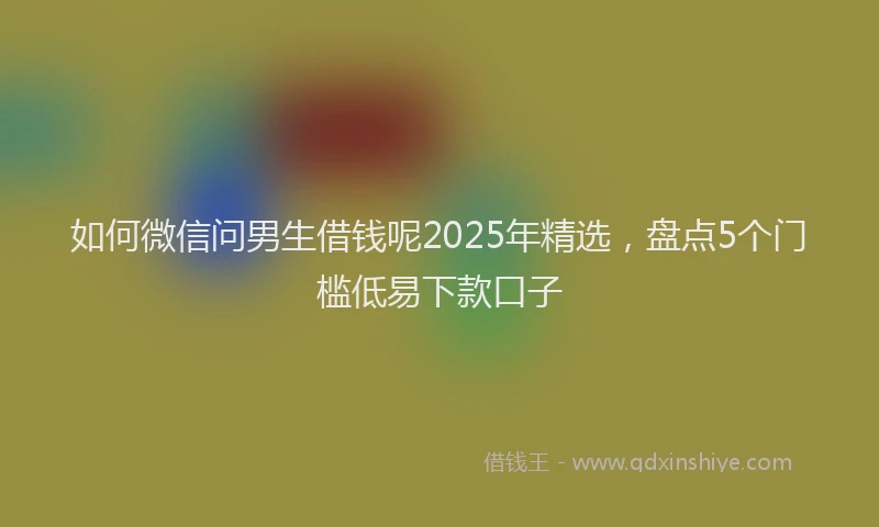 如何微信问男生借钱呢2025年精选，盘点5个门槛低易下款口子