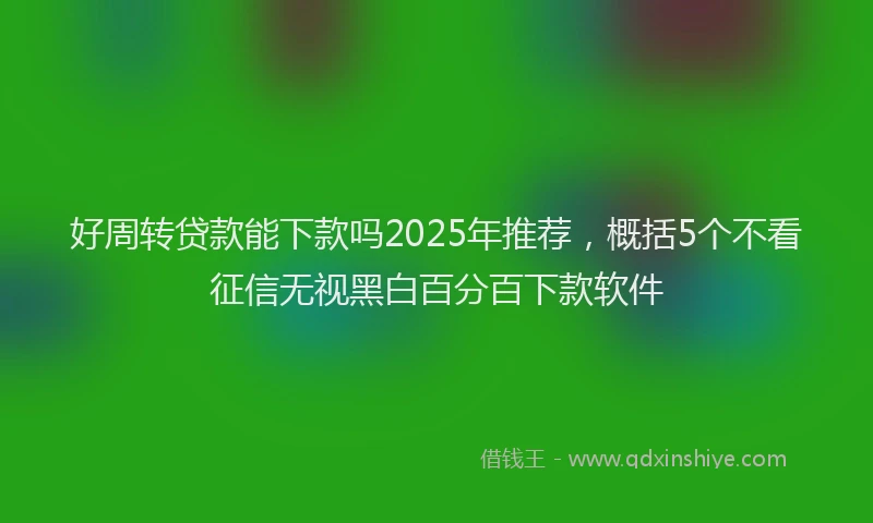 好周转贷款能下款吗2025年推荐，概括5个不看征信无视黑白百分百下款软件