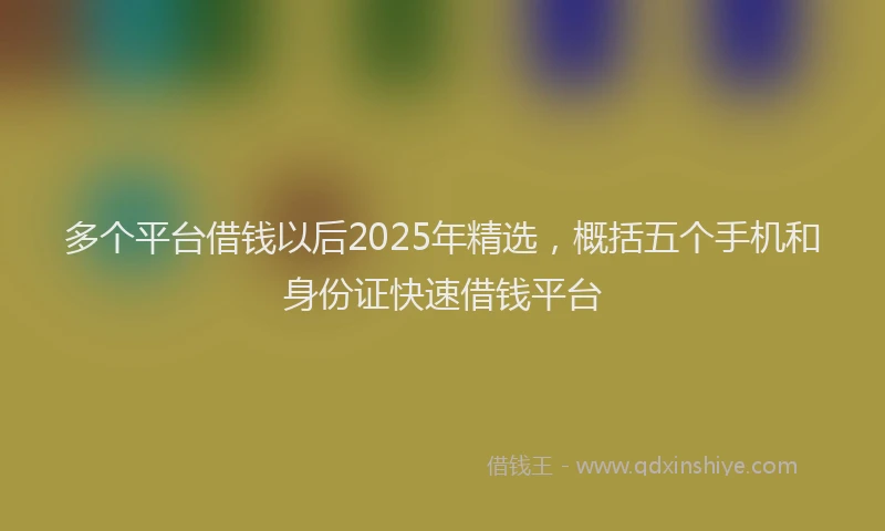多个平台借钱以后2025年精选，概括五个手机和身份证快速借钱平台