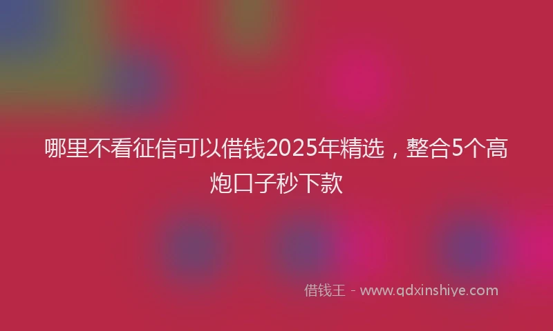 哪里不看征信可以借钱2025年精选，整合5个高炮口子秒下款
