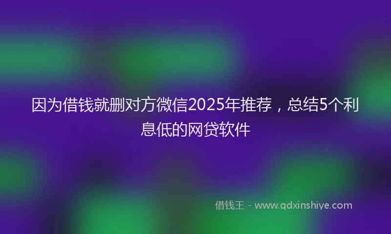 因为借钱就删对方微信2025年推荐，总结5个利息低的网贷软件