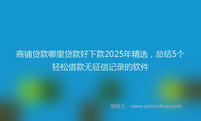 商铺贷款哪里贷款好下款2025年精选，总结5个轻松借款无征信记录的软件