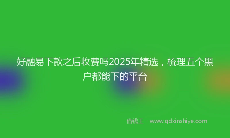 好融易下款之后收费吗2025年精选，梳理五个黑户都能下的平台