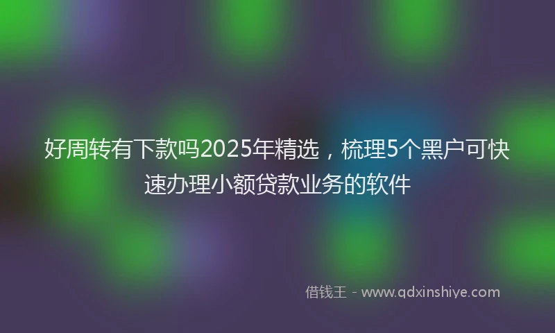 好周转有下款吗2025年精选，梳理5个黑户可快速办理小额贷款业务的软件