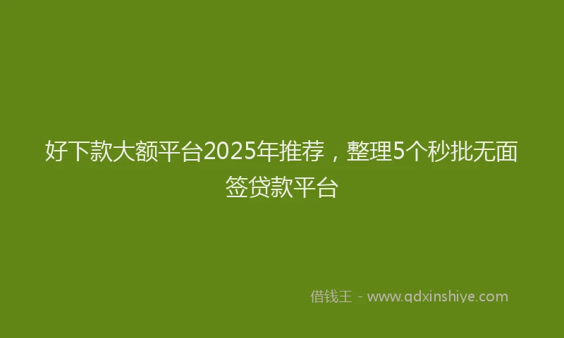好下款大额平台2025年推荐，整理5个秒批无面签贷款平台