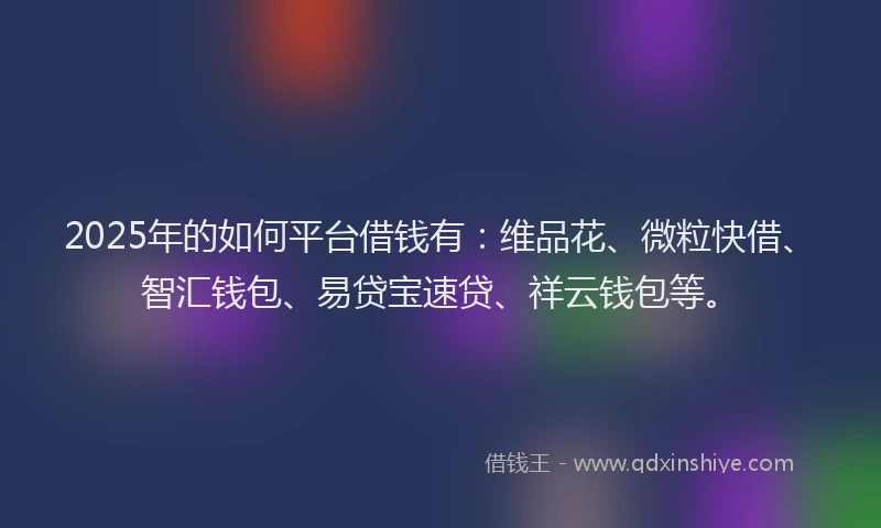 2025年的如何平台借钱有：维品花、微粒快借、智汇钱包、易贷宝速贷、祥云钱包等。