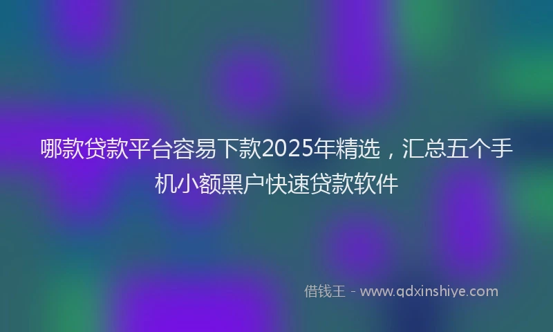 哪款贷款平台容易下款2025年精选，汇总五个手机小额黑户快速贷款软件