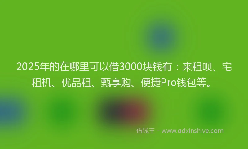 2025年的在哪里可以借3000块钱有：来租呗、宅租机、优品租、甄享购、便捷Pro钱包等。