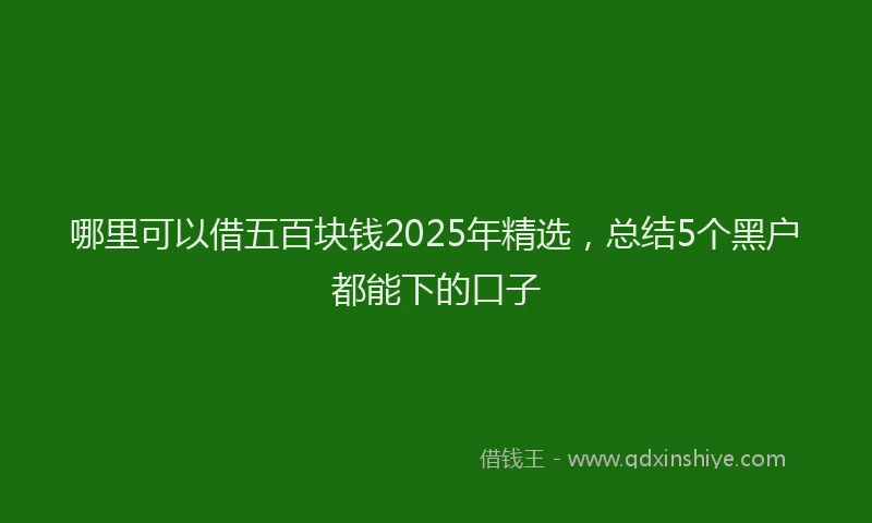 哪里可以借五百块钱2025年精选，总结5个黑户都能下的口子