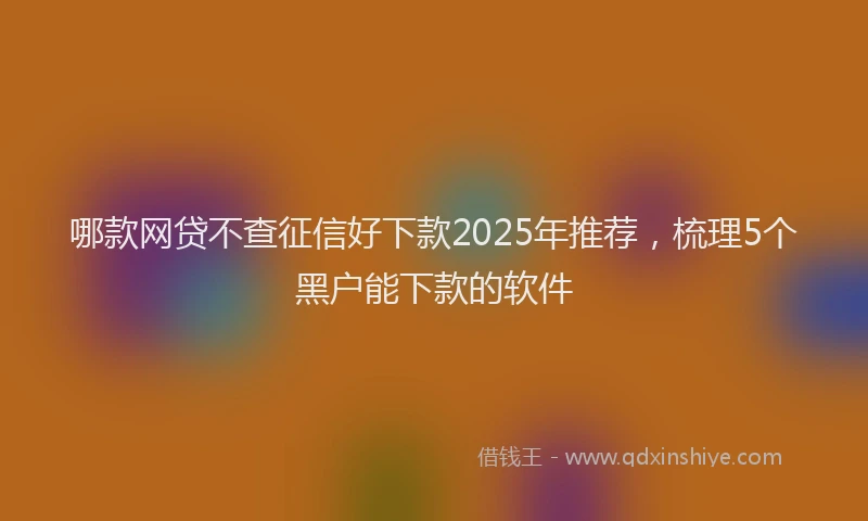 哪款网贷不查征信好下款2025年推荐，梳理5个黑户能下款的软件