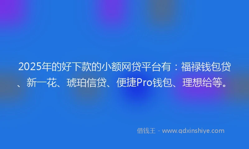 2025年的好下款的小额网贷平台有：福禄钱包贷、新一花、琥珀信贷、便捷Pro钱包、理想给等。