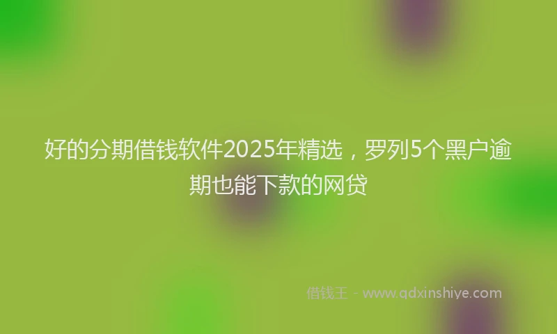 好的分期借钱软件2025年精选，罗列5个黑户逾期也能下款的网贷