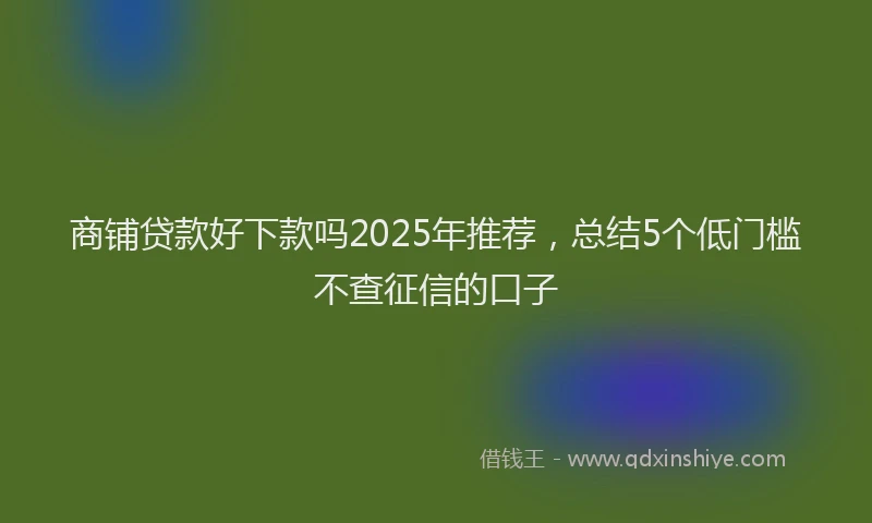 商铺贷款好下款吗2025年推荐，总结5个低门槛不查征信的口子