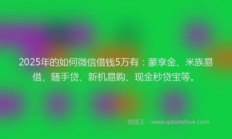 2025年的如何微信借钱5万有：蒙享金、米族易借、随手贷、新机易购、现金秒贷宝等。