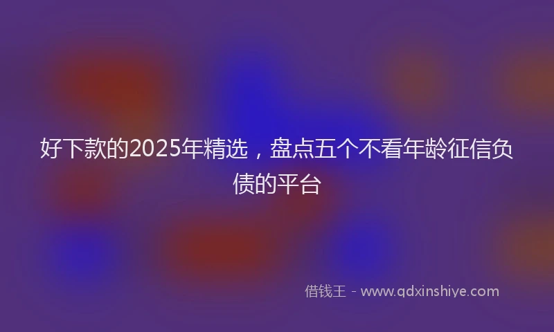 好下款的2025年精选，盘点五个不看年龄征信负债的平台