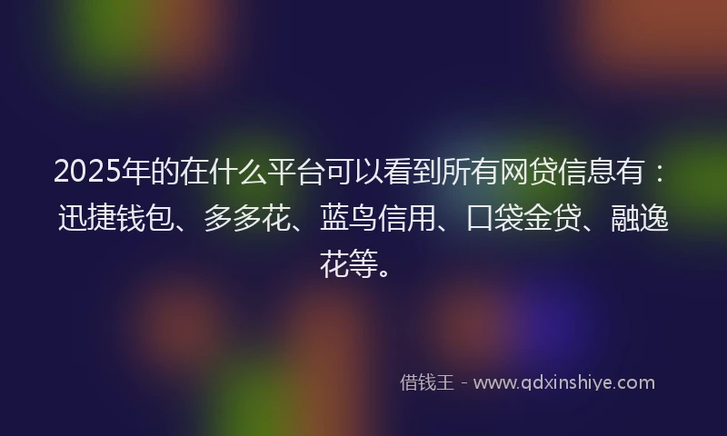 2025年的在什么平台可以看到所有网贷信息有：迅捷钱包、多多花、蓝鸟信用、口袋金贷、融逸花等。