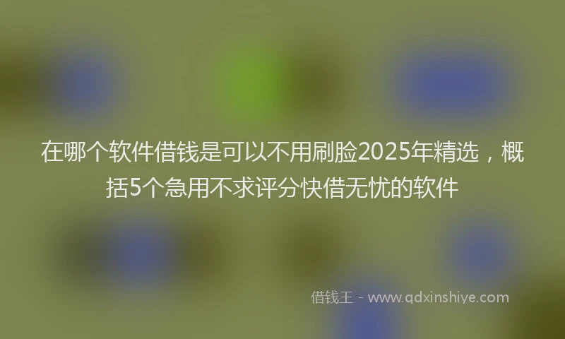 在哪个软件借钱是可以不用刷脸2025年精选，概括5个急用不求评分快借无忧的软件