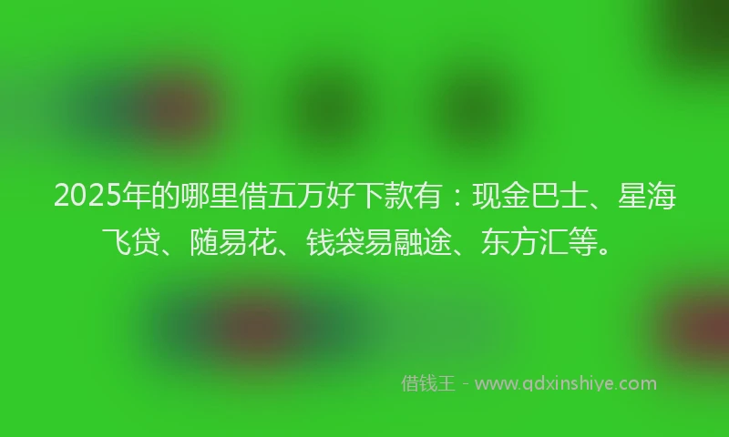 2025年的哪里借五万好下款有：现金巴士、星海飞贷、随易花、钱袋易融途、东方汇等。