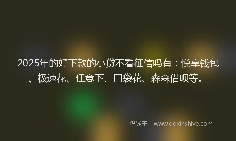 2025年的好下款的小贷不看征信吗有：悦享钱包、极速花、任意下、口袋花、森森借呗等。