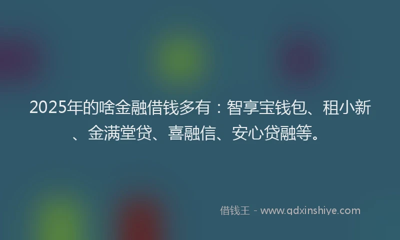 2025年的啥金融借钱多有：智享宝钱包、租小新、金满堂贷、喜融信、安心贷融等。