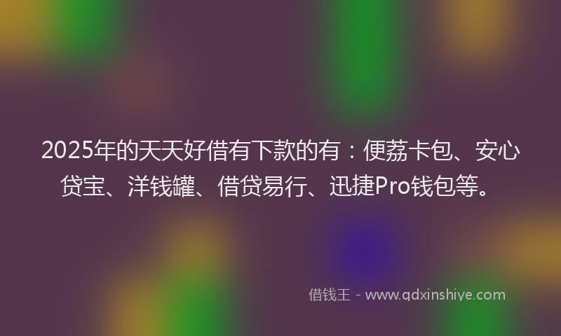 2025年的天天好借有下款的有：便荔卡包、安心贷宝、洋钱罐、借贷易行、迅捷Pro钱包等。