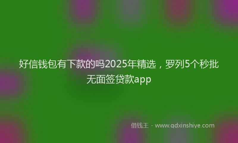 好信钱包有下款的吗2025年精选，罗列5个秒批无面签贷款app