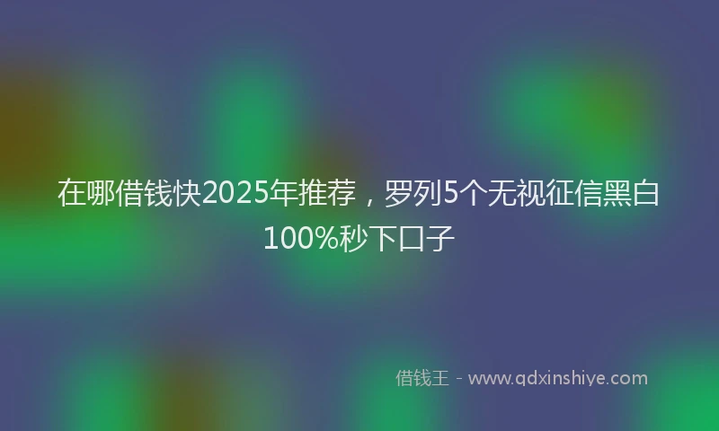 在哪借钱快2025年推荐，罗列5个无视征信黑白100%秒下口子