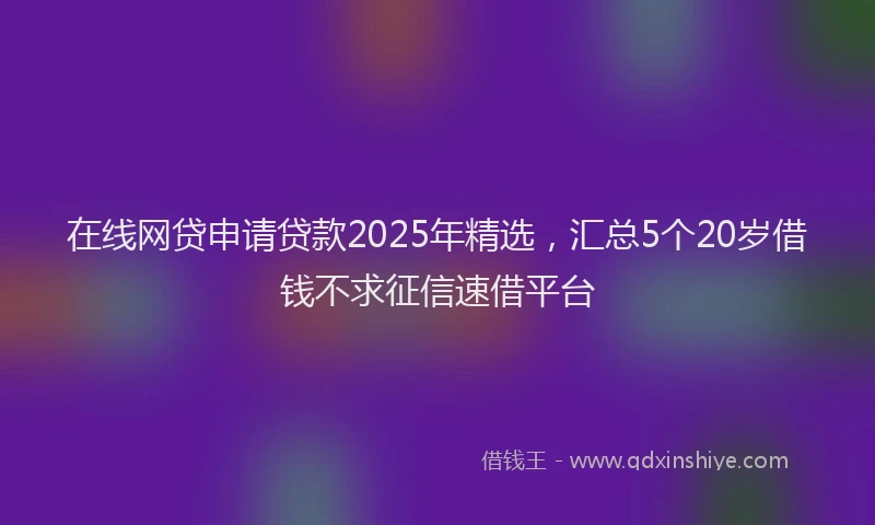 在线网贷申请贷款2025年精选，汇总5个20岁借钱不求征信速借平台