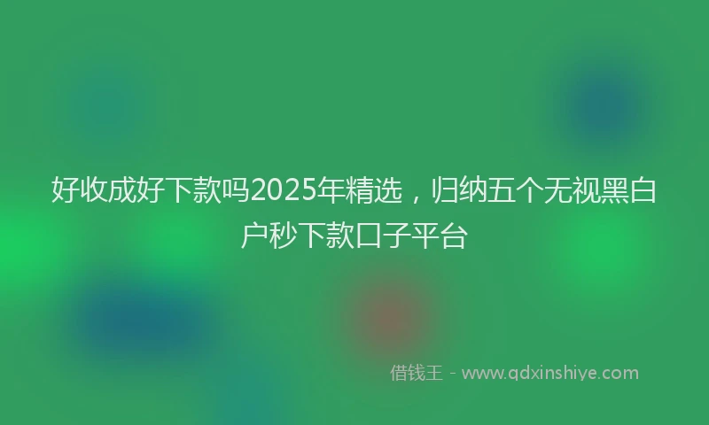 好收成好下款吗2025年精选，归纳五个无视黑白户秒下款口子平台