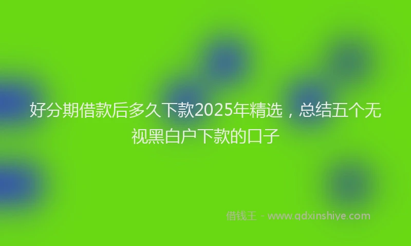 好分期借款后多久下款2025年精选，总结五个无视黑白户下款的口子