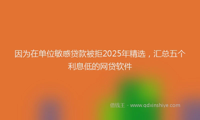因为在单位敏感贷款被拒2025年精选，汇总五个利息低的网贷软件