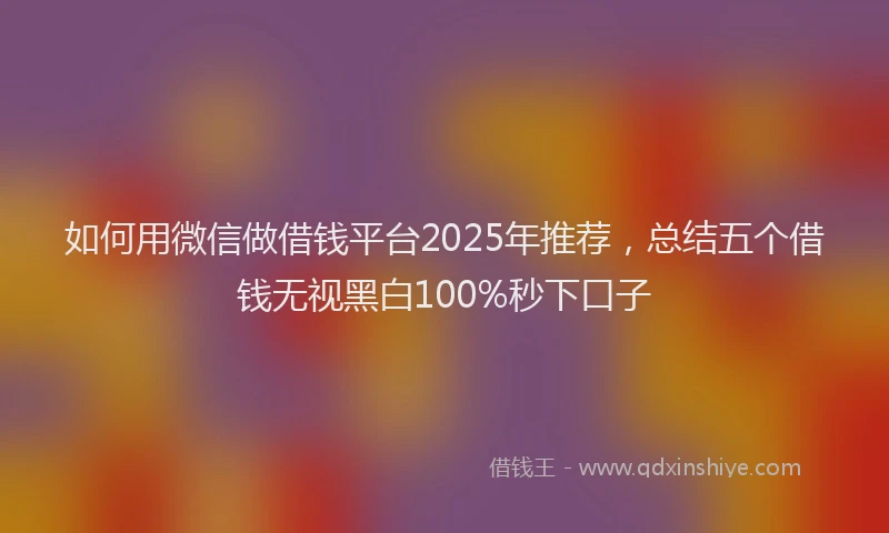 如何用微信做借钱平台2025年推荐，总结五个借钱无视黑白100%秒下口子