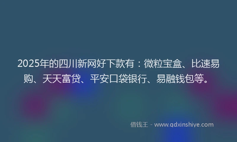 2025年的四川新网好下款有：微粒宝盒、比速易购、天天富贷、平安口袋银行、易融钱包等。