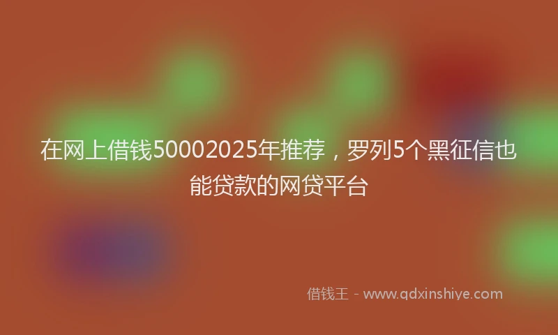 在网上借钱50002025年推荐，罗列5个黑征信也能贷款的网贷平台